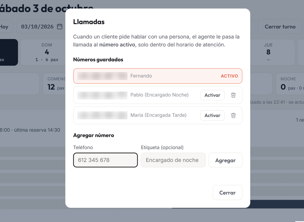 Gestión de números de escalamiento: cuál está activo y cómo activar otro